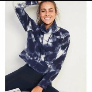 Old Navy Tie Dyed Cropped Fleece Sweatshirt. Blue/White. Medium.